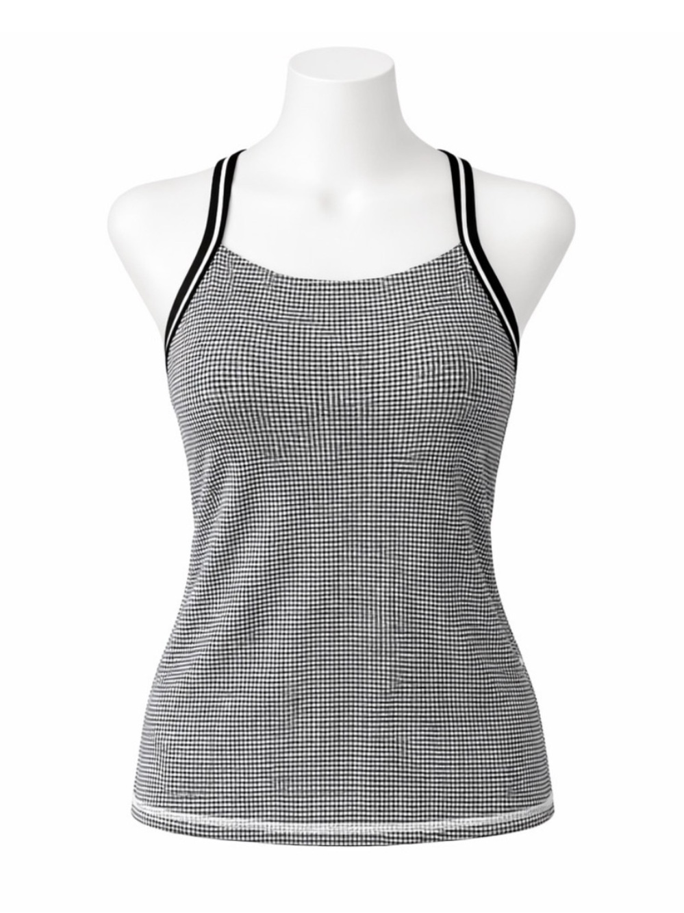 Size 4 Lululemon Women’s Vintage Ujjayi Gingham Tank Top Black White